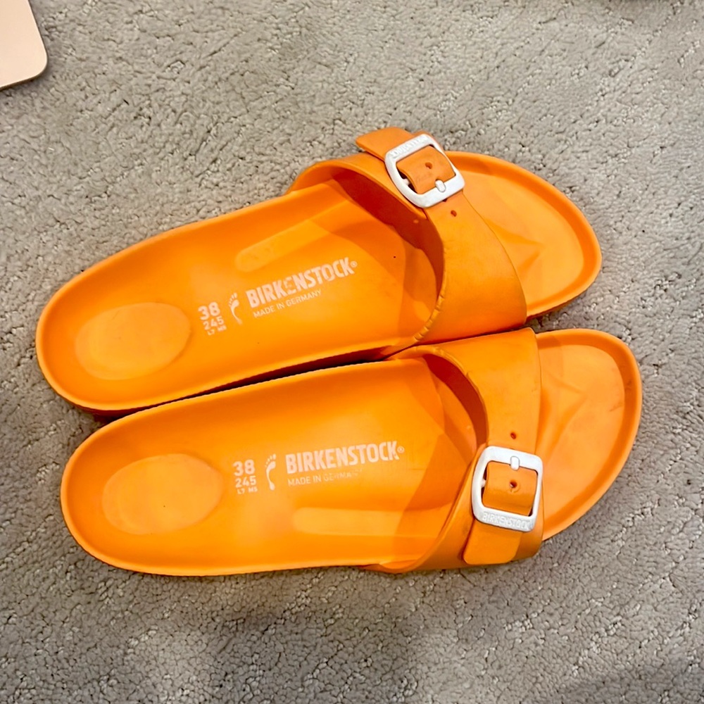 Orange Birkenstocks size 38